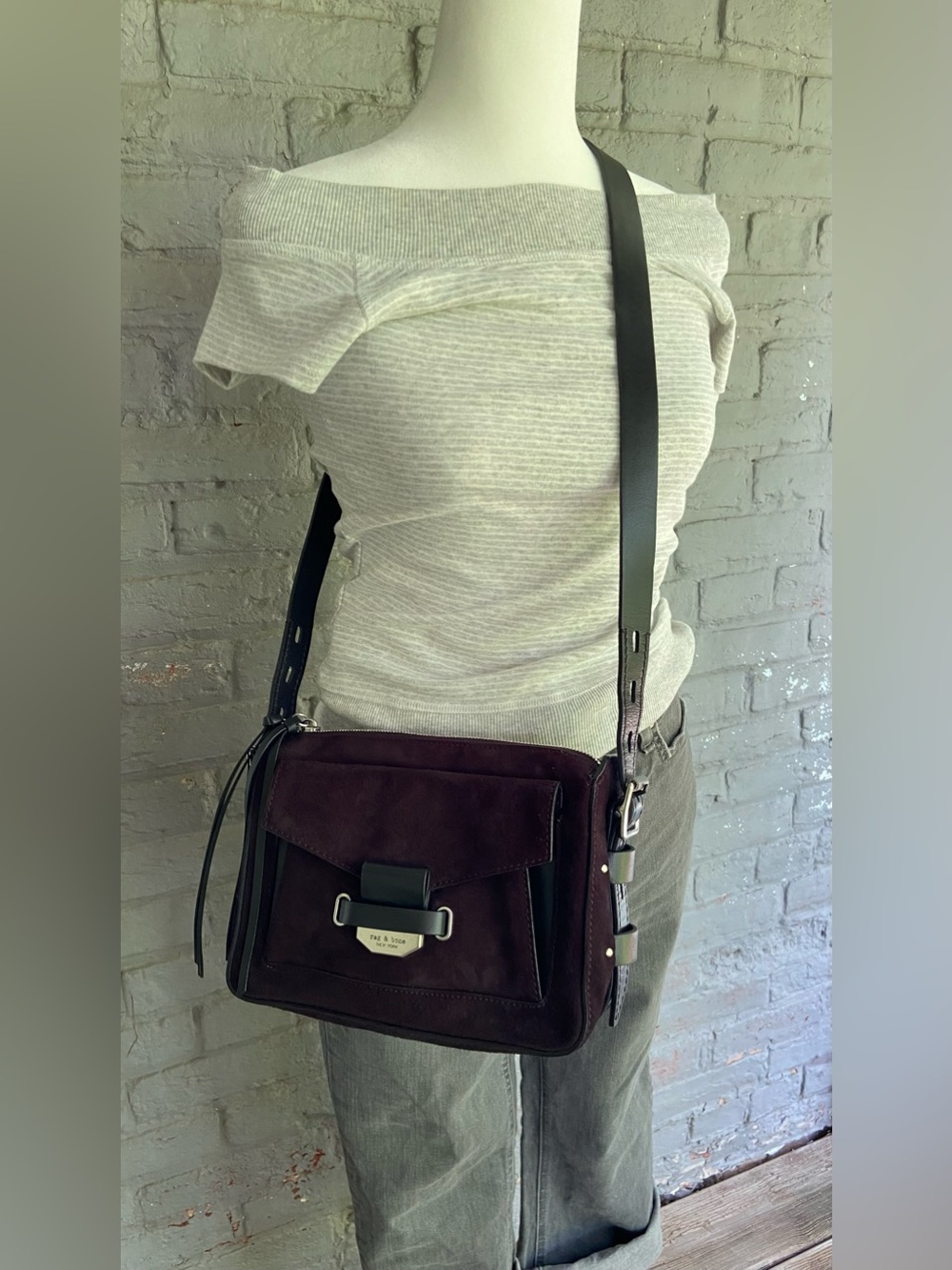 RAG & BONE Black Suede Small Field Messenger Bag Crossbody 2.0